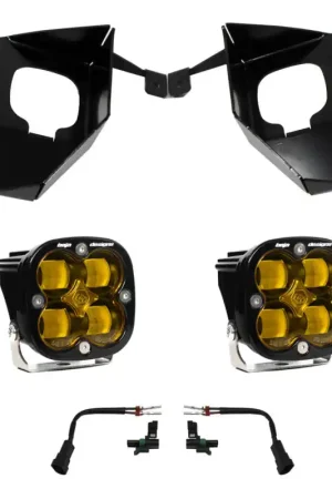 Big Sale Baja Designs 16-18 Silverado 1500 Squadron Fog Pocket Kit - Amber