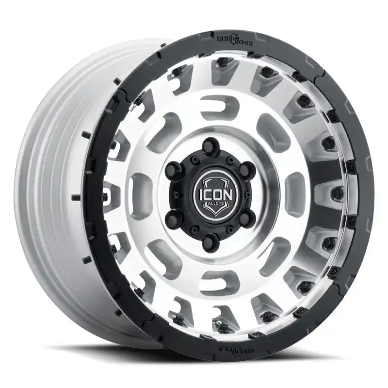 Icon Hammer Pro 17x8.5 / 5x5 / -6mm / 4.5in BS - Silver Machined Exclusive Offer