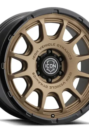 Worldwide Shipping ICON Alloys Rancho 20x9 / 6x5.5 / 0mm / 5in BS Satin Bronze w/ Gloss Black Lip Wheel