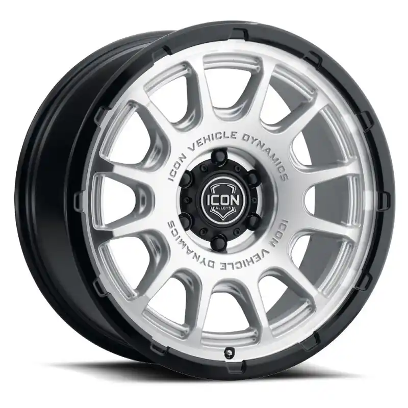 ICON Alloys Rancho 20x9 / 5x5 / -12mm / 4.5in BS Silver Machined w/ Gloss Black Lip Wheel Grab Now
