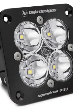 Crafted Baja Designs Squadron Pro Spot Pattern Black Flush Mount LED Light Pod - Clear