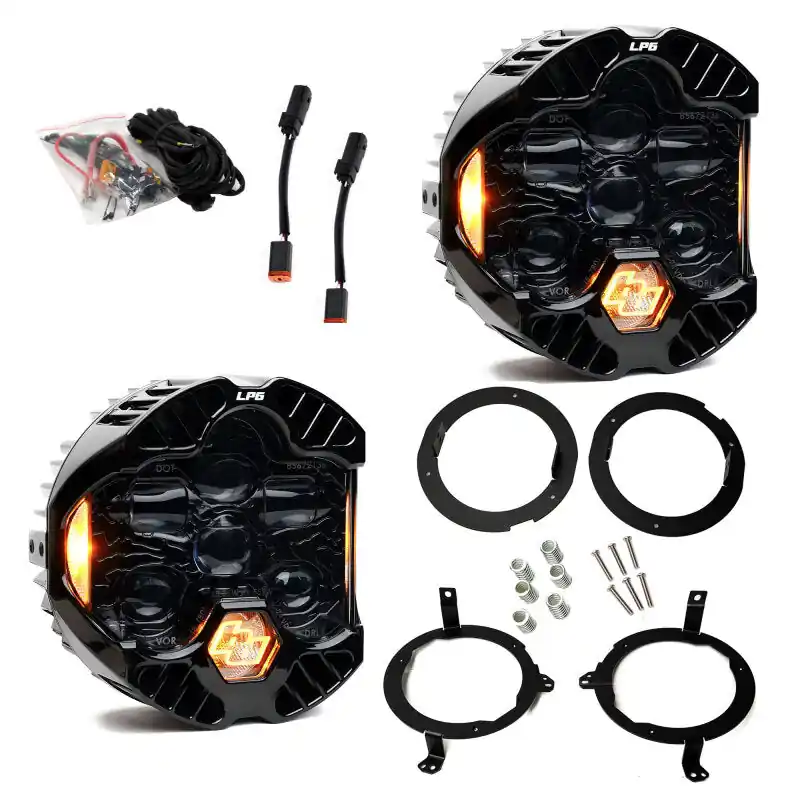 Money Back Guarantee Baja Designs 18-25 Jeep Wrangler JL/20-25 Gladiator JT (w/Halogen) DOT LP6 LED Headlight Kit - Amber