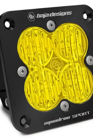 Baja Designs Squadron Sport Black Wide Cornering Pattern Flush Mount LED Light Pod - Amber Viral