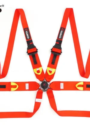 One Day Deal Cusco Universal 6 Point 3in Shoulder 3in Lap (HANS) w/Eyebolts (7/16-20UNF) FIA Racing Harness- Red