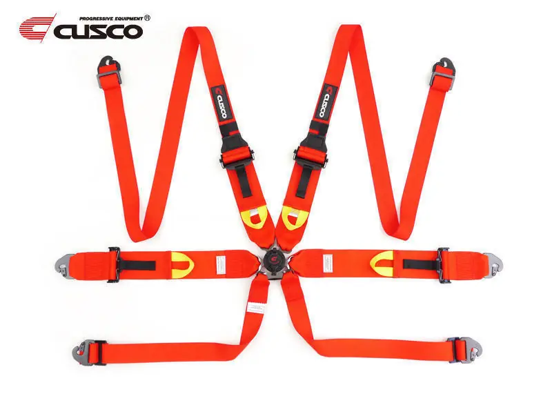One Day Deal Cusco Universal 6 Point 3in Shoulder 3in Lap (HANS) w/Eyebolts (7/16-20UNF) FIA Racing Harness- Red