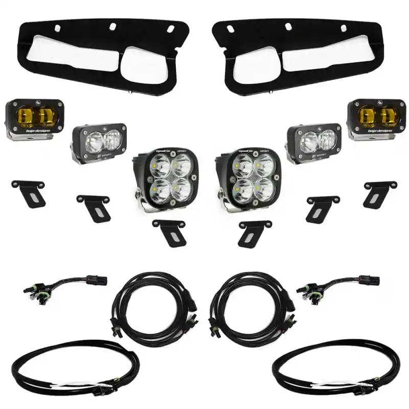 Instant Buy Baja Designs 21-22 Ford Bronco w/Steel Bumper S2 SAE Sportsmen Fog Pkt Light Kit w/Upfitter - Amber