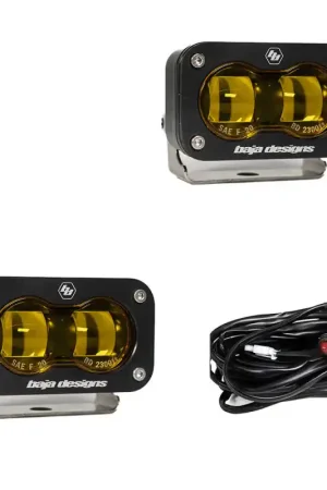 Professional Grade Baja Designs Universal S2 SAE Spot LED (Pair) - Amber