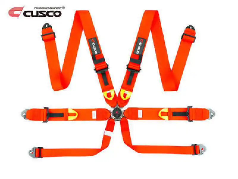 Cusco Universal 6 Point 3in Shoulder 3in Lap w/ Eyebolts (7/16-20UNF Thread) FIA Racing Harness- Red Direct From Factory