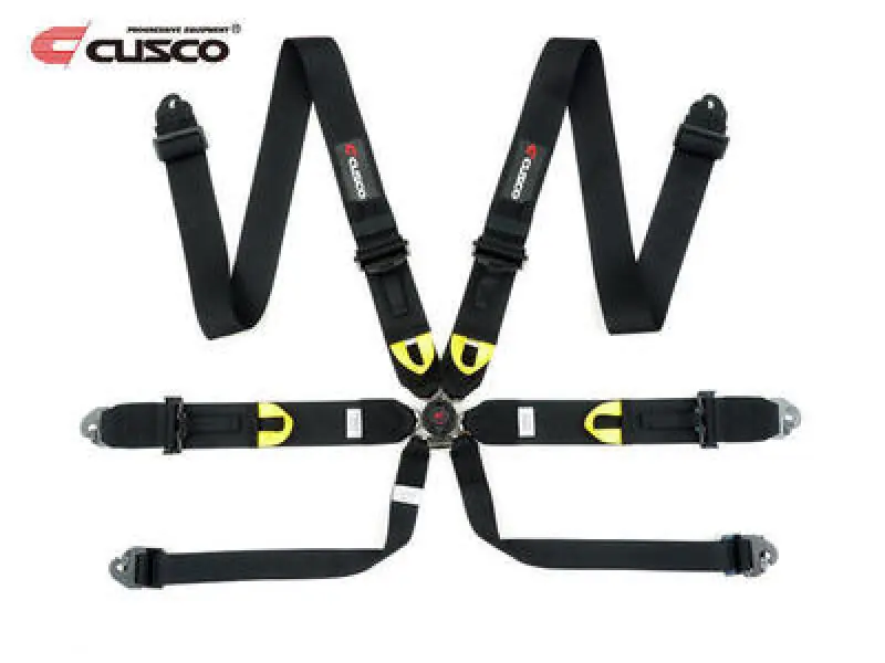 Cusco Universal 6 Point 3in Shoulder 3in Lap w/ Eyebolts (7/16-20UNF Thread) FIA Racing Harness- Blk Free Returns