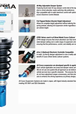 Cusco Street Zero-A 95-98 Nissan Silvia/240SX (S14) 40-Way Adj Coilovers Warranty Included