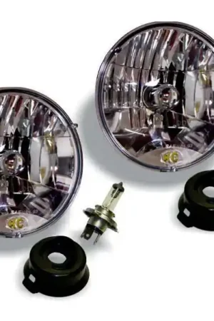 Clearance KC HiLiTES Universal/97-06 Jeep TJ 7in. Halogen H4 DOT Headlight 55/60w Lexan (Pair Pack System)