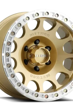 Reduced Price Method MR105 Beadlock 17x9 -38mm Offset 6x5.5 3.50in BS 108mm CB - Gold Wheel