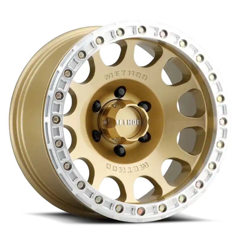 Reduced Price Method MR105 Beadlock 17x9 -38mm Offset 6x5.5 3.50in BS 108mm CB - Gold Wheel