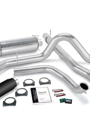 Reduced Price Banks Power 99 Ford 7.3L Truck w/Cat Conv Git-Kit - SS Single Exhaust w/ Black Tip