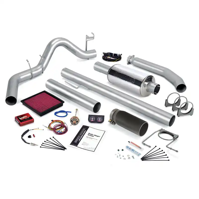 Crafted Banks Power 01 Dodge 5.9L 245Hp Ext Cab Stinger System - SS Single Exhaust w/ Black Tip