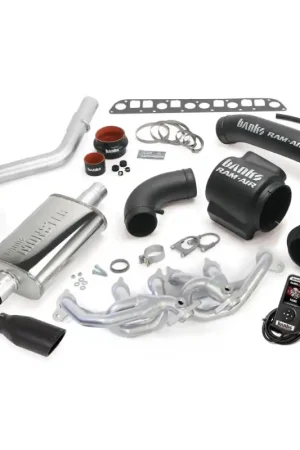 Fresh Stock Banks Power 00-03 Jeep 4.0L Wrangler PowerPack System - SS Single Exhaust w/ Black Tip