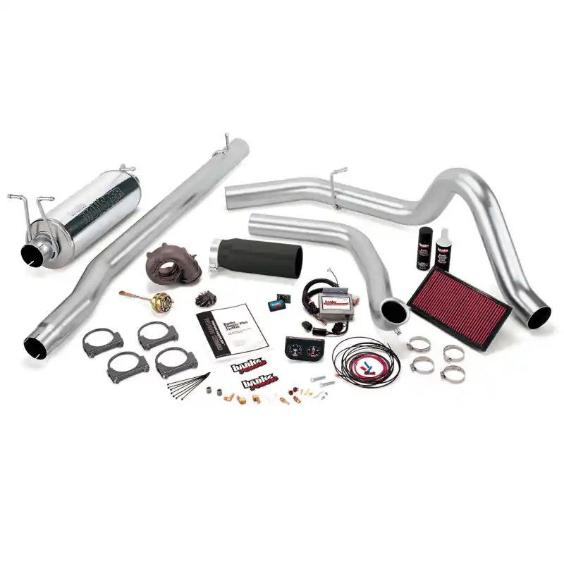 Free Returns Banks Power 99.5 Ford 7.3L F250/350 Auto Stinger-Plus System - SS Single Exhaust w/ Black Tip