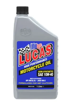 Certified Lucas Oil 10W-40 Semi-Synthetic Motorcycle Oil 1 Litre