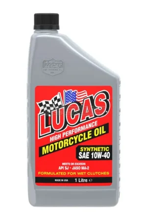 Premium Lucas Oil SAE 10W-40 Synthetic Motorcycle Oil 1 Litre