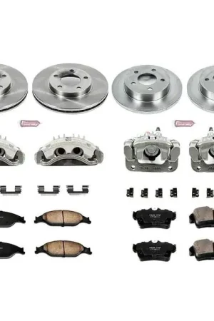 Direct From Factory PowerStop OE Replacement Brake Rotor, Pad and Caliper Kit; Front and Rear