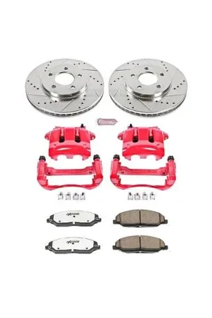 PowerStop Z26 Street Warrior Brake Rotor, Pad and Caliper Kit; Front Must Have