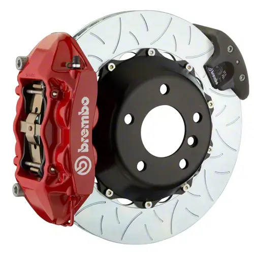 Brembo GT Series 4-Piston Rear Big Brake Kit with 15-Inch 2-Piece Type 3 Slotted Rotors; Red Calipers Big Sale