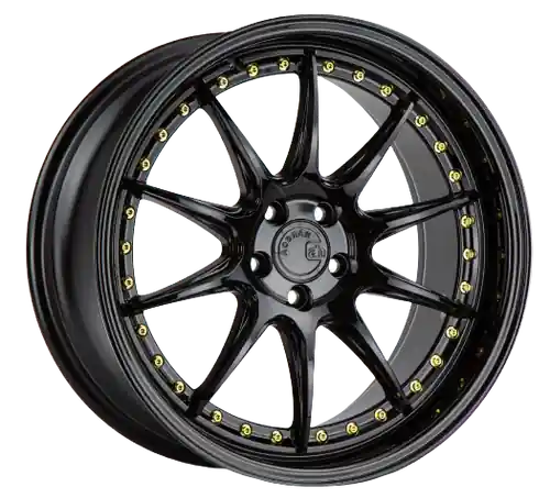 New Release Aodhan DS07 5x114.3 19x11+22 Gloss Black W /Gold Rivets