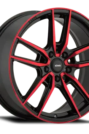 Konig Myth 5x114.3 16x7.5+43 Gloss Black w/ Red Tinted Clearcoat Special Discount