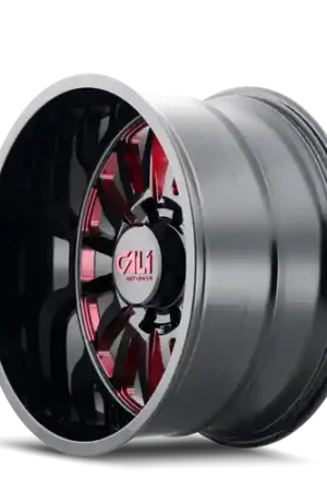 Fan Favorite Cali Off-Road Summit 9110 5x127 22x12-51 Gloss Black/Red Milled Spokes