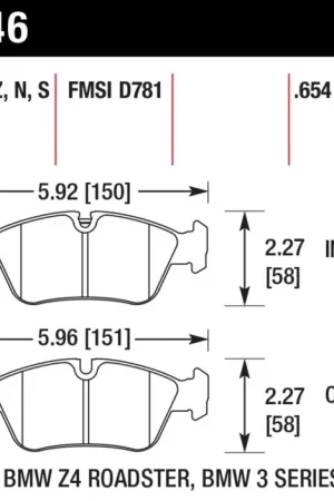 Handmade Hawk 08 BMW Z4 3.0L HPS 5.0 Front Brake Pads — PMD Premier Motoring Development