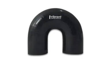 Vibrant 4 Ply Reinforced Silicone Elbow Connector - 2in ID x 5.50in Leg 180 Deg Elbow (BLACK) - 19662 Price Drop