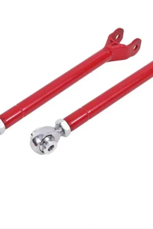 Fast Shipping BMR Single Adjustable Rear Lower Trailing Arms; Rod Ends; Red