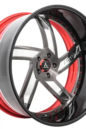 19" Artis Forged Wheels Vestavia Stone Grey 2-Tone Face with Gloss Black Lip and Red Accent Center Cap Rims Professional Grade