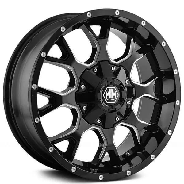 18" Mayhem Wheels 8015 Warrior Black with Milled Spokes Off-Road Rims Best Choice