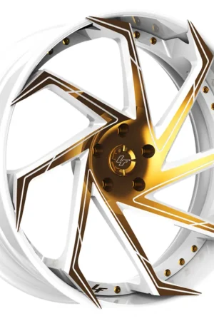 No Minimum Order 20" Lexani Forged Wheels LZ-117 Gloss White with Gold Accents Rims