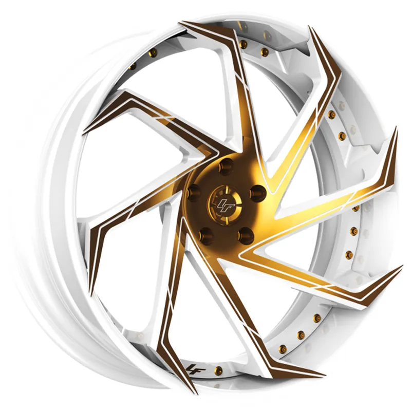 No Minimum Order 20" Lexani Forged Wheels LZ-117 Gloss White with Gold Accents Rims