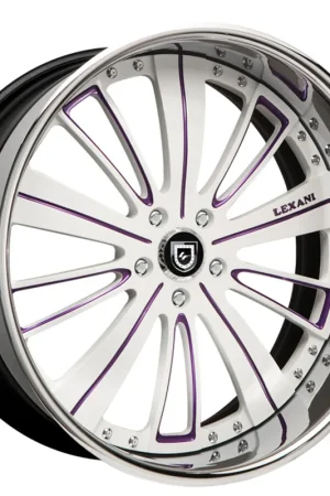 Super Sale 26" Lexani Forged Wheels LF-708 Gloss White with Purple Accents Face with Chrome Lip Rims