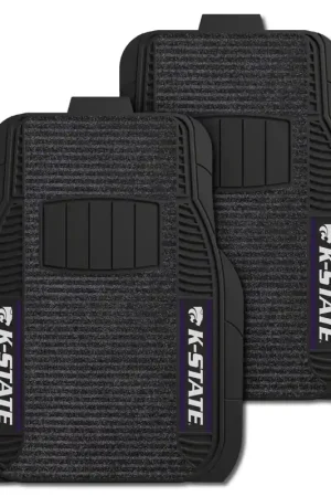 Exclusive Offer Deluxe Front Floor Mats with Kansas State University Logo; Black