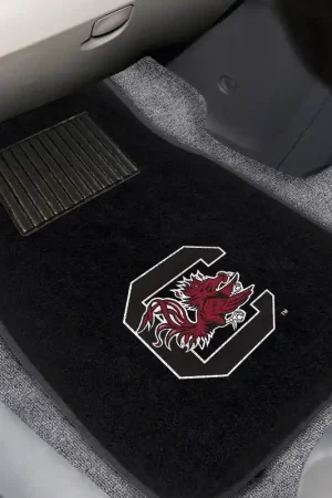 Next Day Delivery Embroidered Front Floor Mats with University of South Carolina Logo; Black
