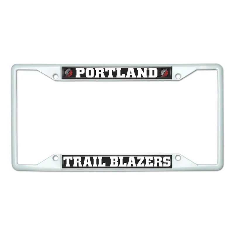 Latest License Plate Frame with Portland Trail Blazers; White