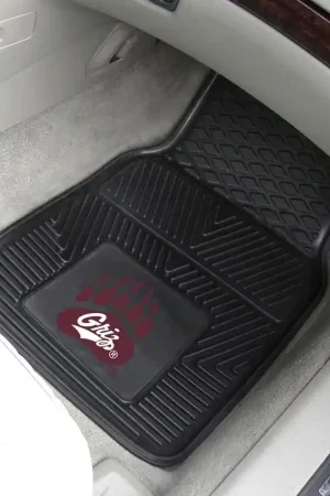Vinyl Front Floor Mats with University of Montana Logo; Black Super Sale