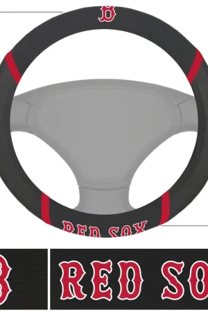 Steering Wheel Cover with Boston Red Sox B Cap Logo; Black Today Only