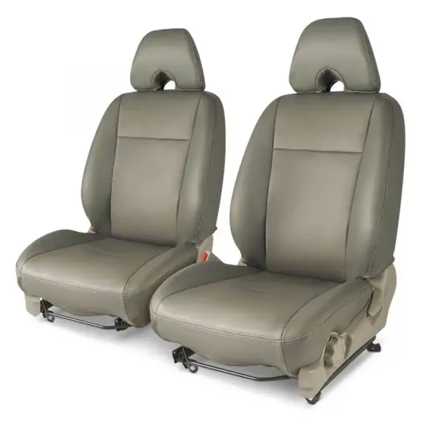 Crafted Covercraft Precision Fit Seat Covers Leatherette Custom Front Row Seat Covers; Light Gray