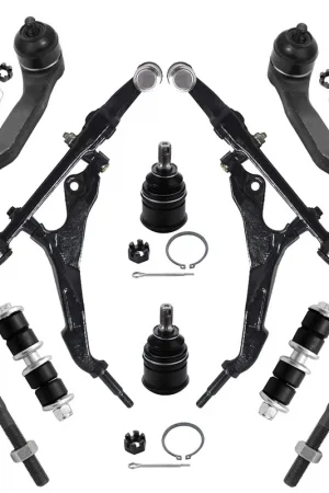 10pc Front Lower Control Arms Ball Joints Tie Rods Sway Bar Links Suspension Kit Deal
