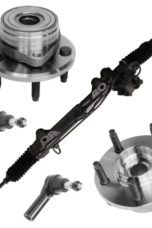 Limited Offer 5pc Power Steering Rack and Pinion Wheel Hub and Bearings Suspension Kit