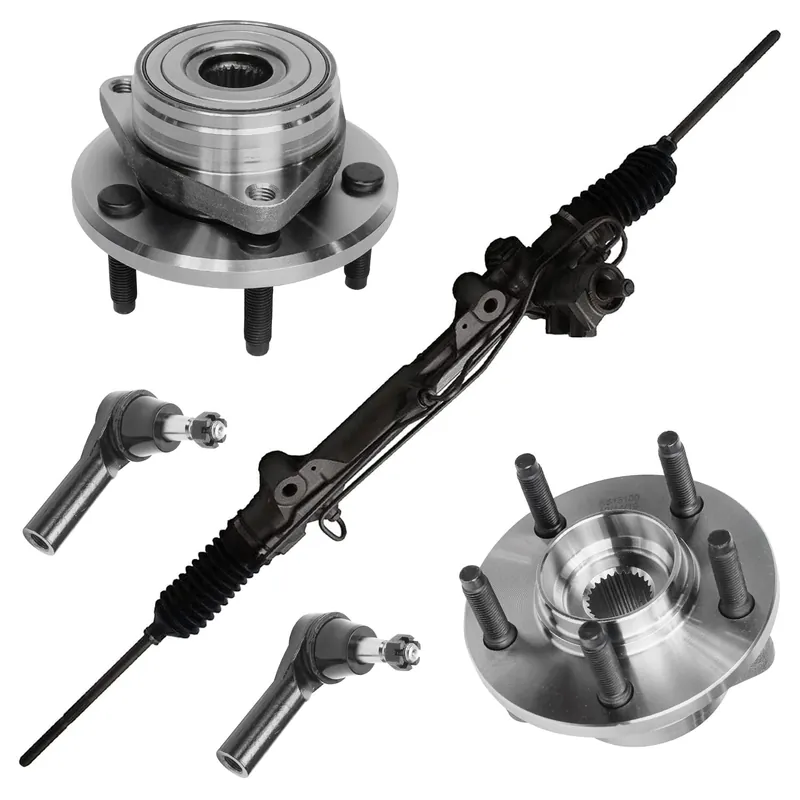 Limited Offer 5pc Power Steering Rack and Pinion Wheel Hub and Bearings Suspension Kit