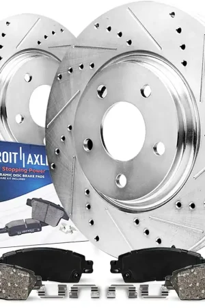 Buy Direct 4pc Front Drilled Slotted Rotors and Ceramic Brake Pads Kit
