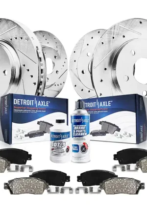 8pc Front & Rear Drilled Slotted Rotors and Ceramic Brake Pads Kit New Arrival