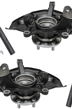 Reduced Price 4pc Front Steering Knuckles and Wheel Hub Bearings Outer Tie Rods Suspension Kit