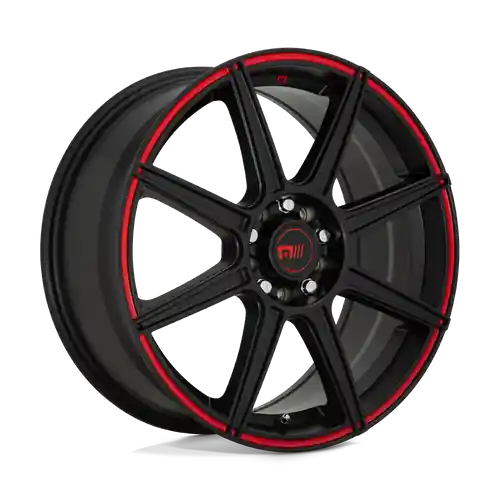 Motegi MR142 CS8 5X108/5X114.3 17X7 +40 SATIN BLACK WITH RED STRIPE Secure Checkout